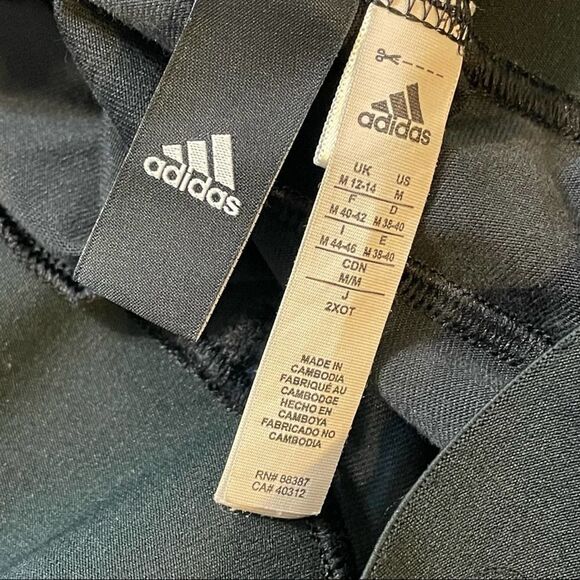 Adidas Solid Black & White Stripped Soft Stretchy Active Leggings size M - Picture 9 of 11